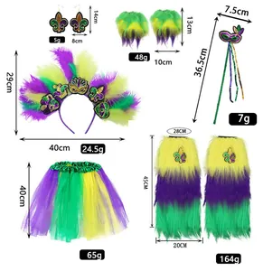 Specifiche dettagliate di dimensioni e peso per il set costume Mardi Gras con tutu