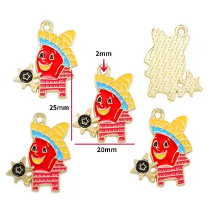 Detail view of Mexican chili pendants with 25mm, 20mm and 2mm dimension markers