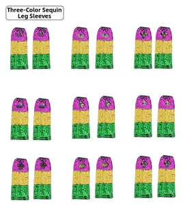 Mardi Gras lila gold grüne Pailletten Beinstulpen für festliche Party Tanzkostüme