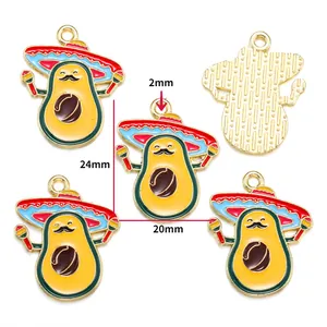 Detailed view showing 24mm x 20mm dimensions of Mexican fiesta avocado enamel charms