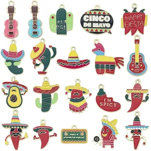 20pcs colorful Mexican Fiesta enamel charms set for DIY jewelry and keychains