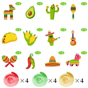 Set of Mexican Fiesta themed party decorations including various cactus and taco cutouts