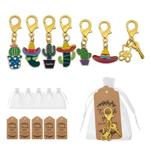 Mexican Carnival Metal Enamel Keychain Cactus Chili Sombrero Keyring Key Pendant Party Favors For Backpack Jewelry Gift