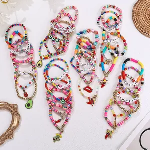 Buntes Cinco de Mayo Armband-Set mit Chili- und Avocado-Anhängern