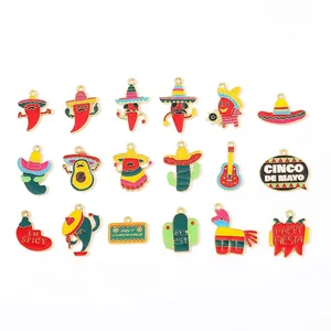 Collection of colorful Mexican theme enamel charms for DIY jewelry and accessory making
