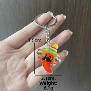 Detail showing the 3.5cm height and weight of the Mexican chili keychain