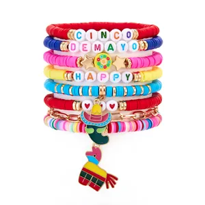 Colorful Cinco de Mayo bracelet set with piñata and chili charms for festive celebrations