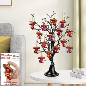 12pcs 2D flat wooden Mexican chili ornaments for festive party home decoration