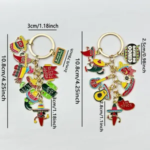 Detailed size measurements for Mexican carnival enamel chili sombrero keychains