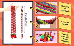 Detail of glossy chili bead necklaces for Cinco de Mayo festive party decorations.