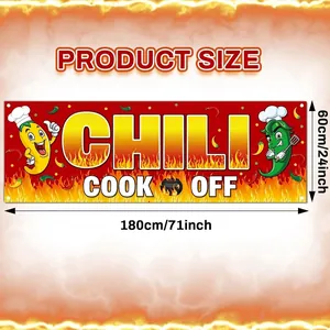 Large red Chili Cook-Off contest banner background decoration size 180x60cm for party