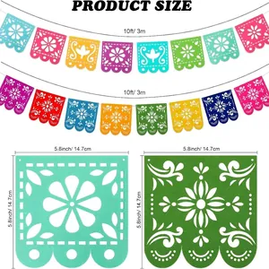 Dimensions précises des bannières mexicaines en feutre Papel Picado pour fêtes
