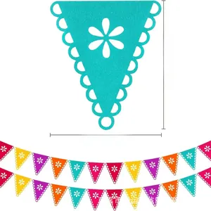 Detail of Mexican party felt banner showing 11x13cm flag dimensions for Day of the Dead