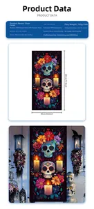 Detailed view of Day of the Dead door cover showing skull and floral print quality.