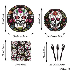 Decorazioni per Feste Giorno dei Morti Messicano Striscione Taco Bar Piatti Tovaglioli Forchette Zaino Coulisse Forniture