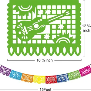 Detailed dimension view of Mexican Papel Picado party banner flags