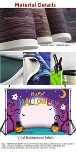 Vista dettagliata del fondale di Halloween in vinile con stampa digitale vivida