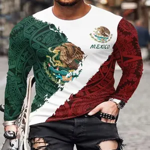 Detailansicht des mexikanischen Adlers auf einem 3D-gedruckten Langarmshirt mit Nationalflagge