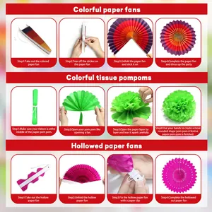 Schritt-für-Schritt-Anleitung für bunte mexikanische Party-Papierfächer und Pompoms