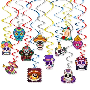 Decorazioni per festa messicana Giorno dei Morti con spirali colorate.