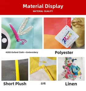 Close-up of various high-quality flag and bandana material textures and embroidery