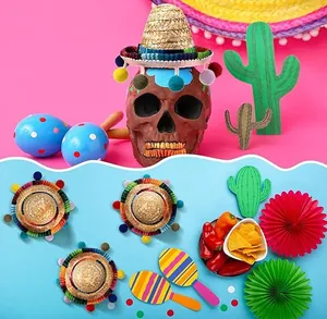 Colorful mini Mexican sombrero hair clips for Cinco de Mayo festival party decorations