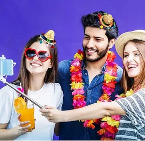 Friends celebrating with mini Mexican sombrero hair clips and festive party accessories