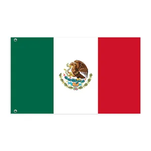 Vue détaillée du drapeau national mexicain avec des bandes vives et des oeillets