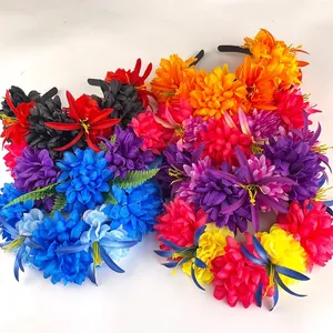 Bandeaux fleurs de souci artificielles colorées pour les fêtes d'Halloween et le carnaval.