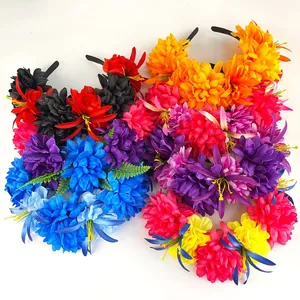 Serre-têtes vibrants en fleurs de souci artificielles pour fête de Halloween et festival