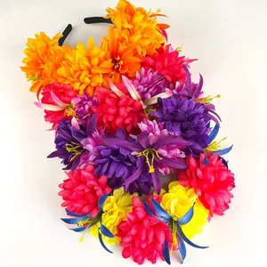 Serre-têtes vibrants avec fleurs de souci pour Halloween et fêtes de carnaval festives