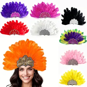 Colorful carnival feather headbands in multiple shades with sparkling sequin base details