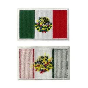 Detailed Mexico national flag embroidered patch with iron-on adhesive backing for clothes.
