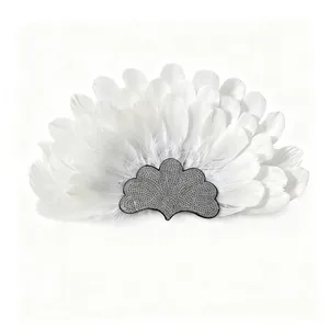 Detailed view of elegant white feather headband for carnival and party costumes