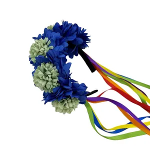 Farbenfrohes Ringelblumen Stirnband mit bunten Satinbändern für festliche Partys