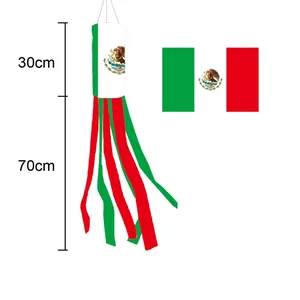 Mexican flag windsock outdoor hanging decoration with an overall length of 100cm