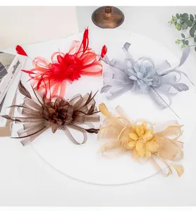 Elegant mesh and feather fascinator headbands in multiple colors for weddings or gala parties