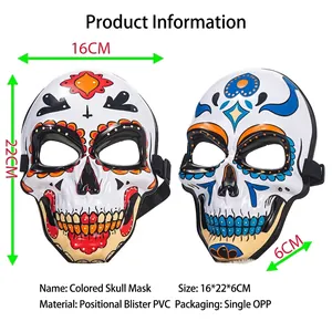 Colorful Day of the Dead Mexican sugar skull masks for cosplay with 16x22x6cm dimensions