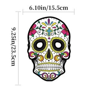 Mexican Day of the Dead sugar skull paper mask with dimensions 6.1x9.25 inches