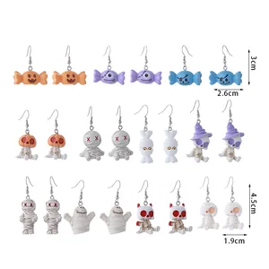 Tableau des tailles pour diverses boucles d'oreilles Halloween mignonnes et bonbons