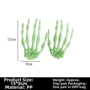 Afmetingen van de groene plastic Halloween-skelethanden voor in de tuin.