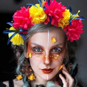 Serre-tête vibrant de fleurs de souci pour Halloween et les coiffes de fête de festival
