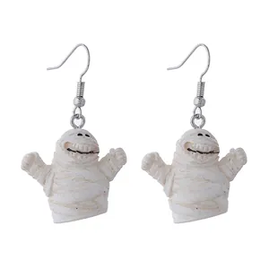 Détail des boucles d'oreilles momie de dessin animé mignon pour fête d'Halloween