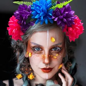Serre-tête fleuri de souci mexicain pour le festival d'Halloween et la fête des morts