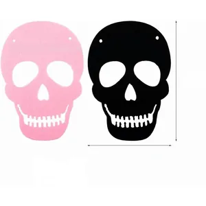 Halloween skull banner decorations in pink and black with 14.3x9.9cm dimensions