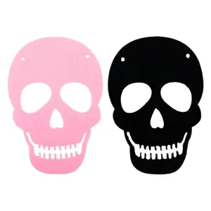 Halloween pink and black felt skull garland decorations for festive holiday party banners