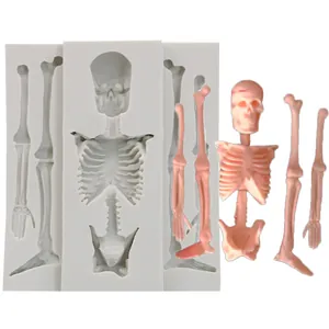 Détail du moule en silicone squelette avec pièces d'os pour Halloween
