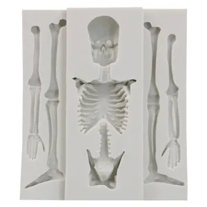 Détail du moule en silicone squelette en 3 parties pour décoration de gâteau Halloween