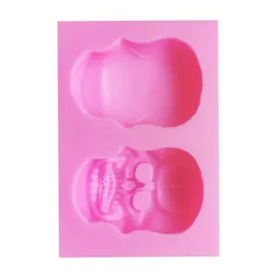 Pink Halloween skull silicone mold perfect for fondant cake and chocolate decorations