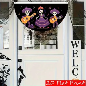 Mexican sugar skull semi-circle bunting flag for Day of the Dead party porch decoration